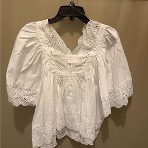 Pink Lily White Eyelet Blouse